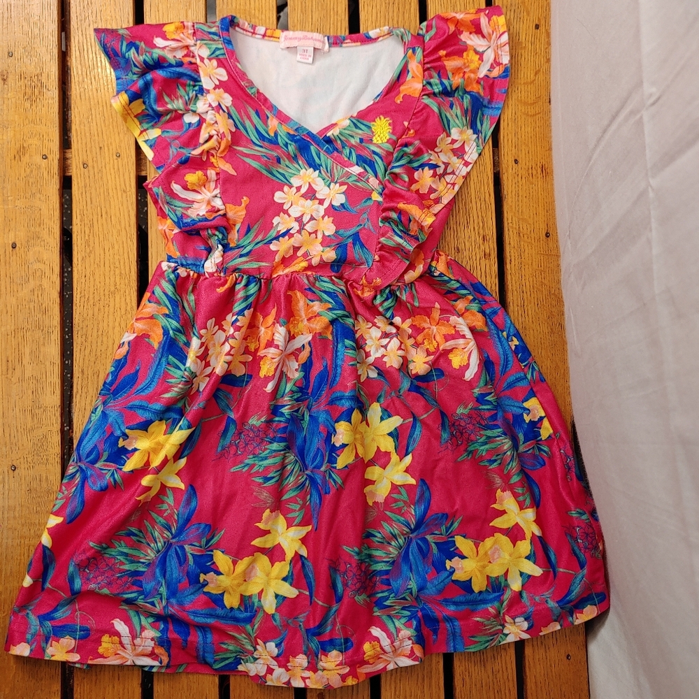 Tommy Bahama Girls Multicolored Floral Ruffle Sleeve Tropical Sundress Size 3T